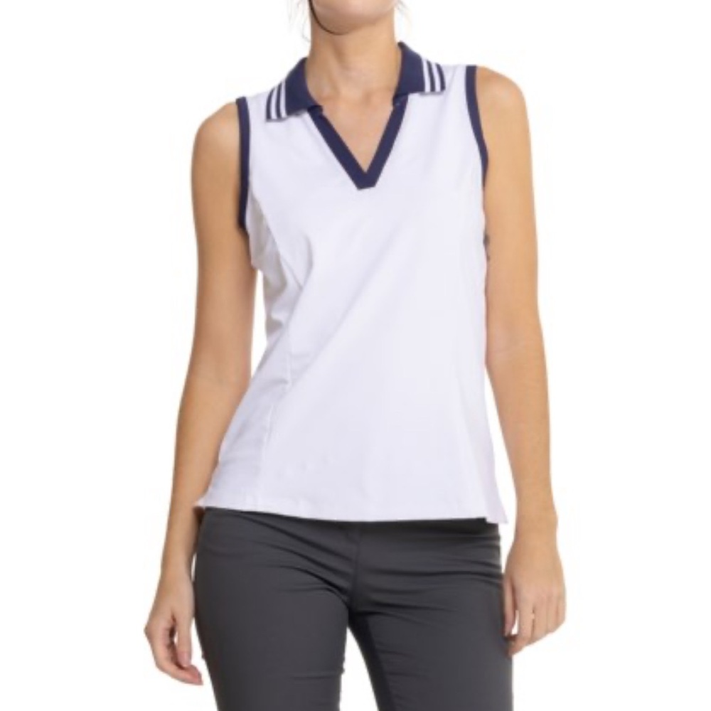 Krimson Klover Peyton Women's White Sleeveless Polo Top Size Small NWT